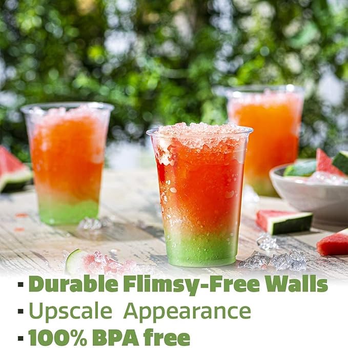 Comfy Package [Case of 1,000 16 oz. Crystal PET Clear Plastic Cups for Party - Ideal for Cold Beverages, Smoothies, and Parties