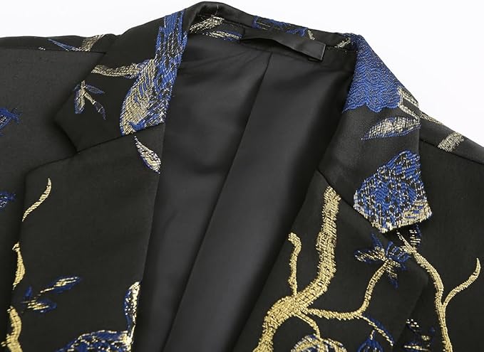 Cloudstyle Mens 2 Piece Floral Dress Suit One Button Dinner Tuxedo Jacket & Pants