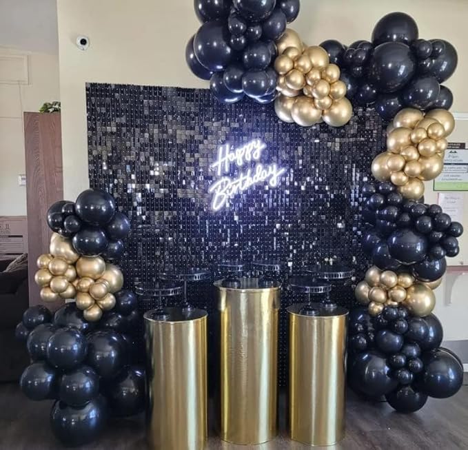Shimmer Wall Backdrop - 24pcs Decorations Panel | Wedding, Birthday, Anniversary, Engagement & Bridal Shower Party Decor Panel (Black)