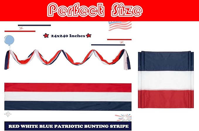 2Pack American Bunting Flag Veterans Day 4th of July 2x20Ft USA Patriotic Banner for Outside Porch Outdoor Red,White & Blue Bunting Decor Home Garden Décor Independence Day Memorial Days