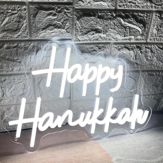 Happy Hanukkah Neon Sign Custom Holidays Neon Sign Festival Led Light For Chanukah Party Decor Happy Holidays Home Wall Decor Hanukkah Gift Size:20inches