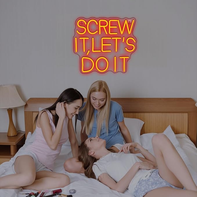 NOSUN Screw It Lets Do It LED Neon Signs for Wall Decor with Dimmable Red Light for Bedroom Light Up Sign for Home Dorm Wall Wedding Party Bar Room Neon Let's Do It Wall Decor