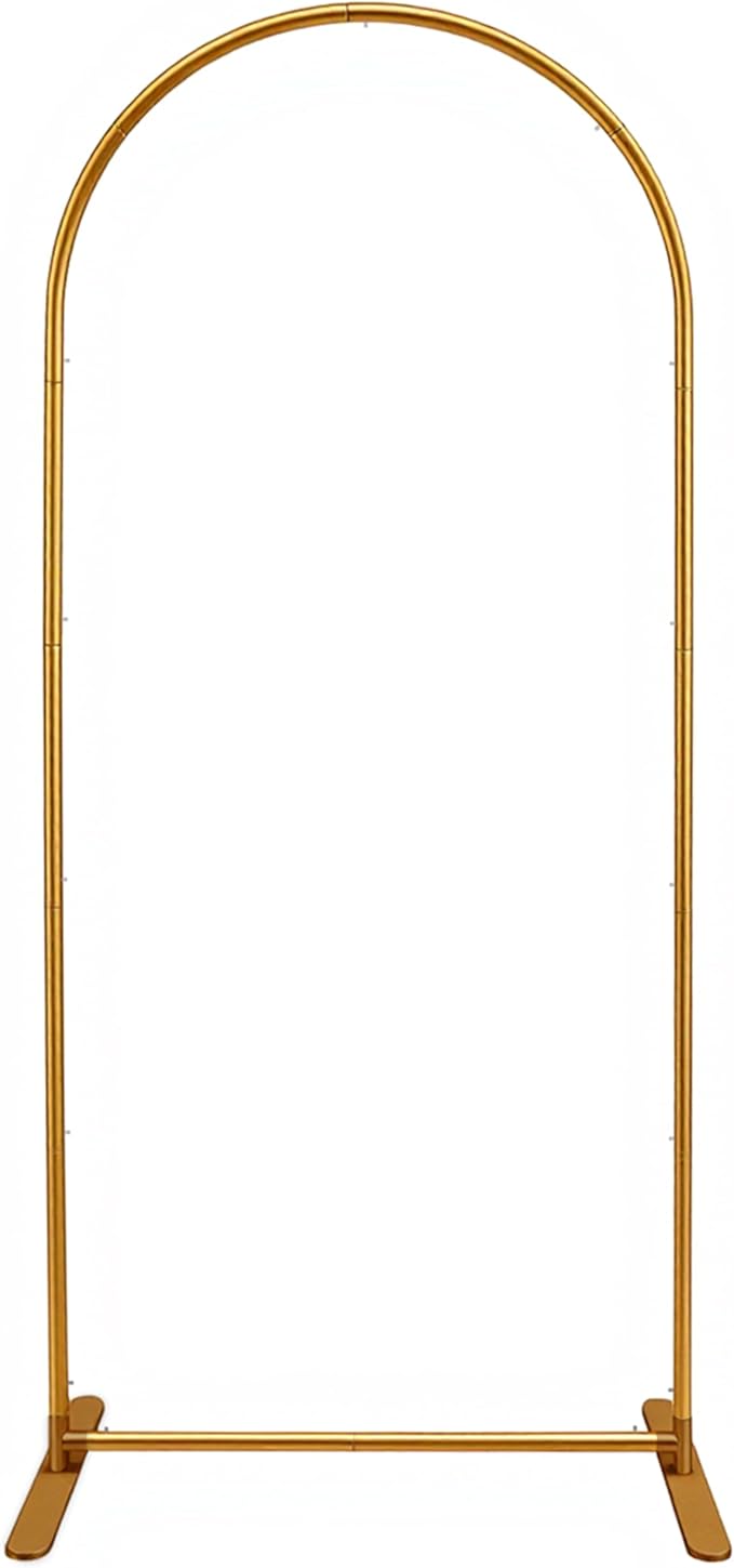 Quick Assembly Aluminum Alloy Arch Backdrop Stand, Lightweight & Sturdy for Weddings, Baby Showers & Birthday Parties, 6FT x 2.7FT Balloon Frame with Elastic Cord Design