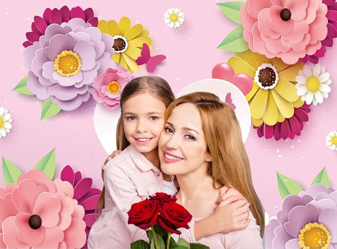 CHAIYA 10X8ft Mother's Day Background Pink Flower Love Background Festival Party Decoration Activity Gift Banner Photo Booth Photo Props CY-149