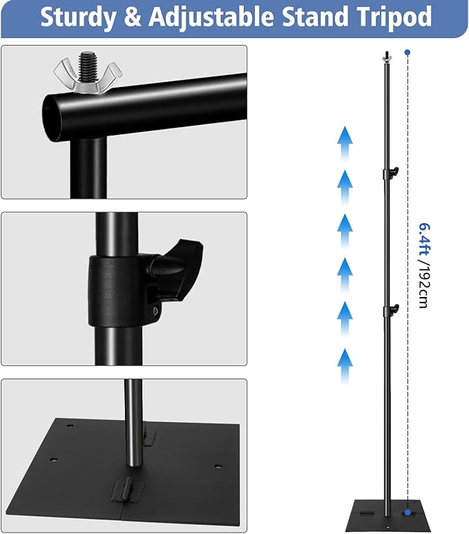 SLOW DOLPHIN Pipe and Drape Photography Backdrop Stand Kit Adjustable Photo Background Stand 10ft x 6.5ft with Metal Base for Parties Weddings Birthday Party Events Photo booth