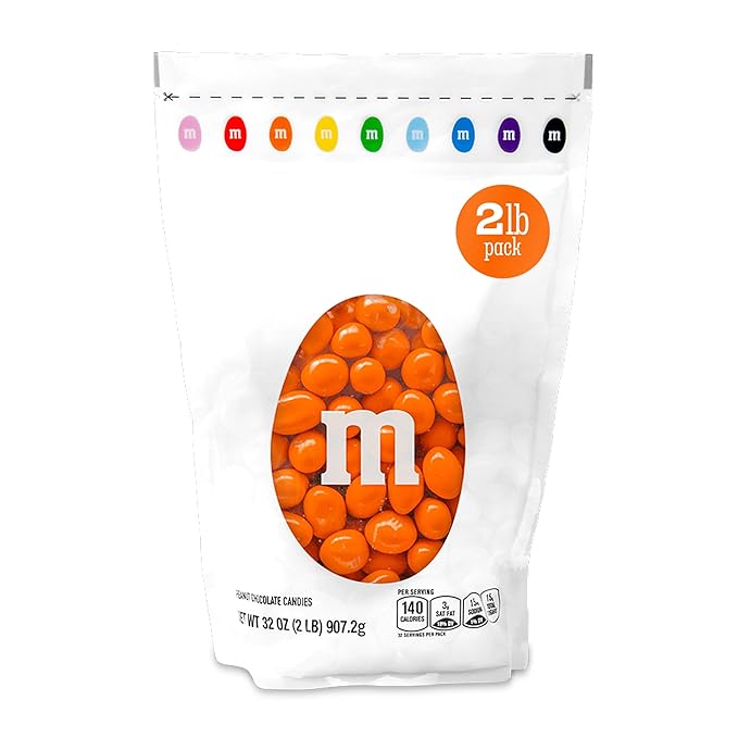 M&M'S WORLD Orange Peanut M&M’s chocolate candy 2 lb bag – bright snack for birthdays, buffets, celebrations, desserts, gifts, gatherings, or cheerful table display