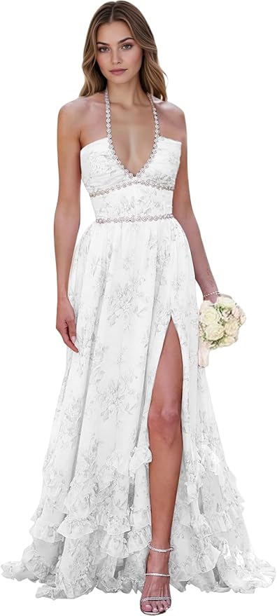 Floral Printed Chiffon Prom Dress for Carmen 2025 Long V Neck Floor Length Photoshoot Dress with Side Slit Ruched