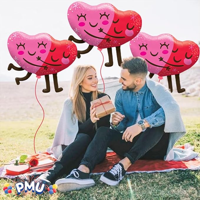 PMU Valentine's Day Hugging Hearts 36in Mylar-Foil Balloon (25/pkg) Pkg/1