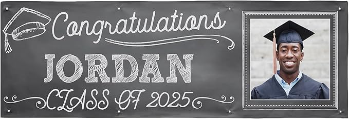 Let's Make Memories Personalized Graduation Banner Class of 2025 - Graduation Party Decorations - Custom Congratulations Photo Banner - Indoor/Outdoor Vinyl - Class Act - 8 ft