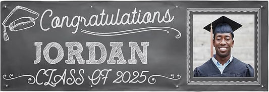 Let's Make Memories Personalized Graduation Banner Class of 2025 - Graduation Party Decorations - Custom Congratulations Photo Banner - Indoor/Outdoor Vinyl - Class Act - 8 ft