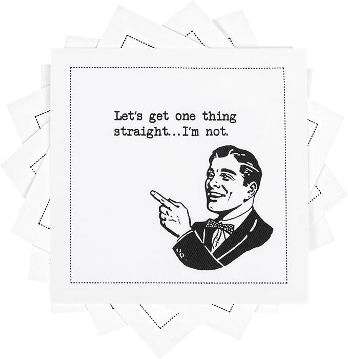 Five Star Funny Pride Graphics Quotes | White Cotton Cocktail Napkins | 50 Luxury Disposable Beverage Napkins with Witty Bar Quotes | Drink Napkins for Parties, Bars, Weddings & Game Nights