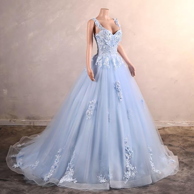 Engerla Women's Beading Sweetheart Ball Gown Tulle Layed Long Quinceanera Dress