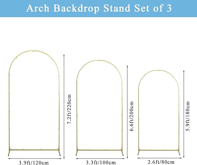 Wedding Arch & Cover Set, Metal Arch Backdrop Stand for Birthday, Baby Shower, Anniversary