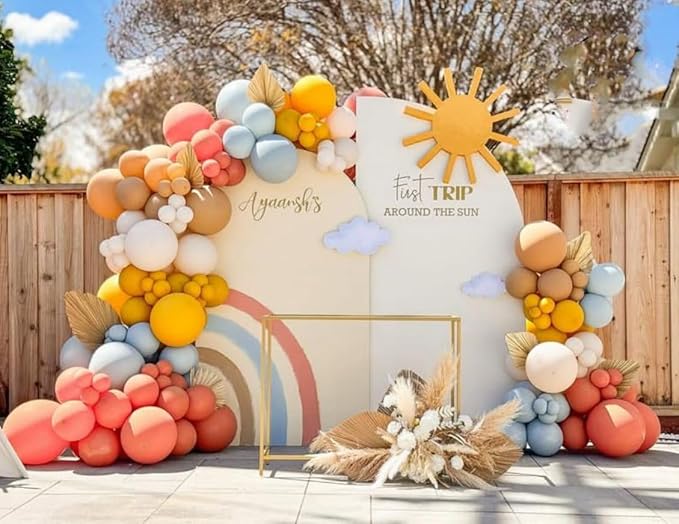 Here Comes The Son Arch Backdrop Cover First Trip Around The Sun Baby Shower Decorations Arch Spandex Cover Groovy Sunshine Birthday Party Fiesta (6.6x3.3ft Cover,29)