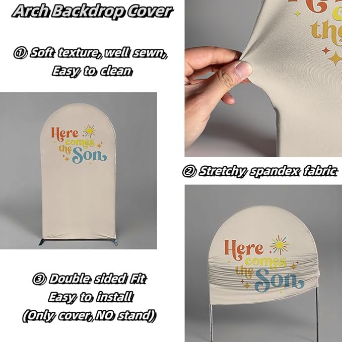 Here Comes The Son Arch Backdrop Cover First Trip Around The Sun Baby Shower Decorations Arch Spandex Cover Groovy Sunshine Birthday Party Fiesta (7.2x4ft Cover,19)