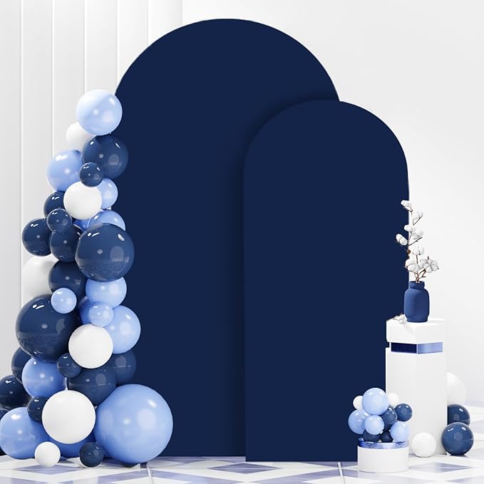 Arch Cover Set of 2 Navy Blue Arch Backdrop Cover 6 7.2FT Spandex Arch Stand Covers for Arches Stand Arched Covers Stretchy Backdrop Fabric Covering for Wedding Party Decoration Supplies