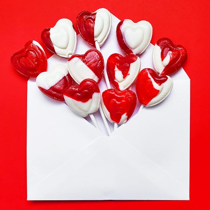Heart Lollipops by Candy Creek, Bulk 5 lb. Carton, Strawberry Cream Valentine’s Candy- nut free