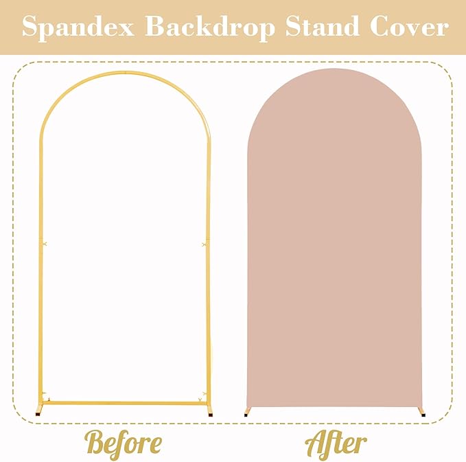 Ivory Arch Backdrop Cover 3 Set-4FT, 5FT, 6FT Spandex Fitted Wedding Arch Stand Covers for Baby Shower Birthday Party Bridal Shower Wedding Photo Balloon Arch Stand Background Decorations