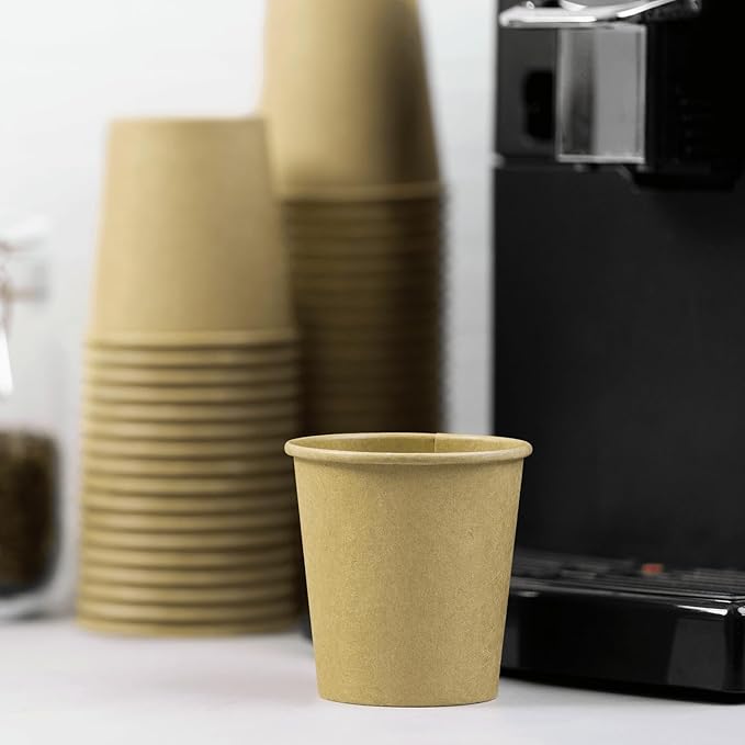 Karat 10oz Kraft Paper Coffee Cups [1,000 ct] Disposable, Leak-Resistant Double Poly-Lined Hot Cups | Ideal for Cafes & Offices, 90mm