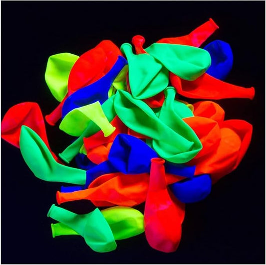 Glow King Neon Balloons - Fluorescent Neon Glow Party Balloons - Blacklight Reactive Party Supplies - Neon Party Decorations for Black Light Parties - (50)