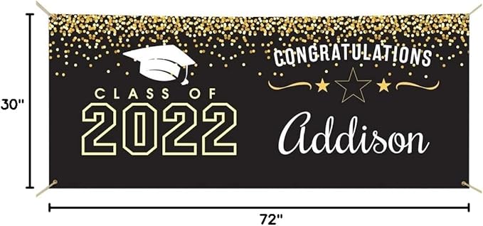 Customize Your Own Class of Graduation Personalized Banner, 30" x 72" Canvas Banner for Grad Party, College & High School