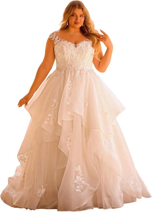 Plus Size Wedding Dresses for Bride Long Sleeve Wedding Bridal Gowns with Lace Appliques Off Shoulder Bride Dress