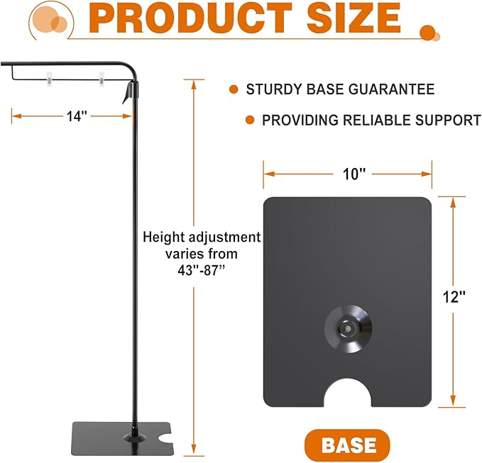 Blulu 1 Pcs Adjustable Hanging Poster Stand Sign Holder 43-87 Inch Pallet Floor Standing Poster Display Black Heavy Duty Double Sided Clip on Mobile Banner Stand with Base for Outdoor Hanging Display