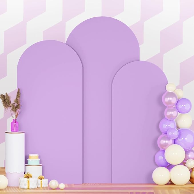 7.2ft 6.6ft 6ft Arch Covers Lavender Wedding Arch Cover Set of 3 Balloon Arch Spandex Cover Purple Arch Backdrop Cover Round Top Chiara Backdrop Cover for Happy Birthday Party Arch Decoration