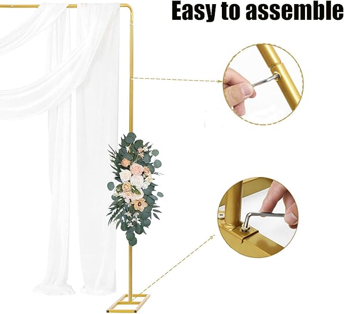 6.6FTx6.6FT Square Backdrop Stand, Gold Wedding Arch Backdrop Stand, Metal Heavy Duty Balloon Arch Stand Frame for Wedding Party Birthday Baby Shower Decoration Anniversaries (gold, 6.6FT*6.6FT)