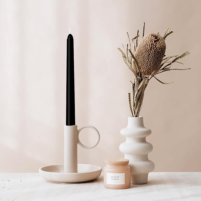 30 Pack Black Taper Candles - Taper Candles 10 Inch Dripless, Smokeless & Unscented - 8 Hours Long Burning - Ideal for Weddings, Dinner Parties, and Home Decor