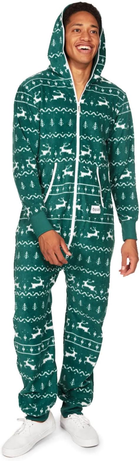 Tipsy Elves Christmas Onesies for Adults - Comfy Unisex Matching Holiday Jumpsuits with Convenient Pockets