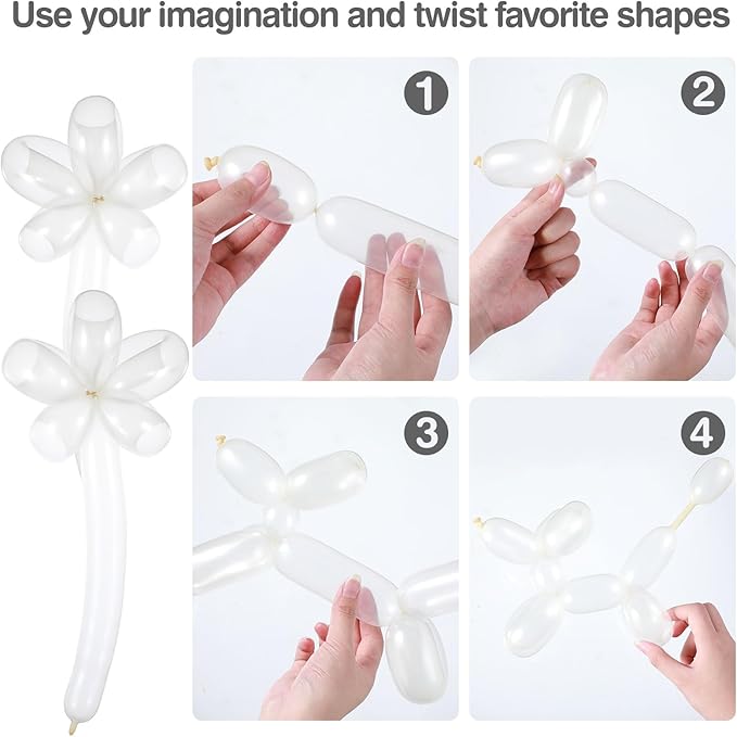 Lenwen 1000 Pcs Long Balloons Bulk 260 Latex Twisting Balloons Decoration for Birthday, Wedding, Festival, Clowns, Party Supplies(Clear)