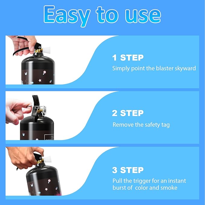 SRG Giant Gender Reveal Fire Extinguisher Color Blaster | 2 Packs Baby Boy Blue Gender Reveal Extinguisher Smoke | Blue Spray for Gender Reveal Decorations & Ideas - Blasts 20+ Feet (Blue)