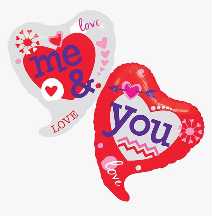 PMU Valentine's Day "Me & You" 42in Mylar-Foil Balloon 25/pkg