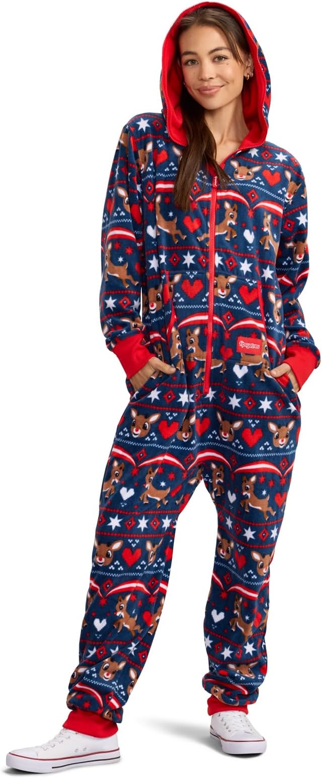 Tipsy Elves Christmas Onesies for Adults - Comfy Unisex Matching Holiday Jumpsuits with Convenient Pockets