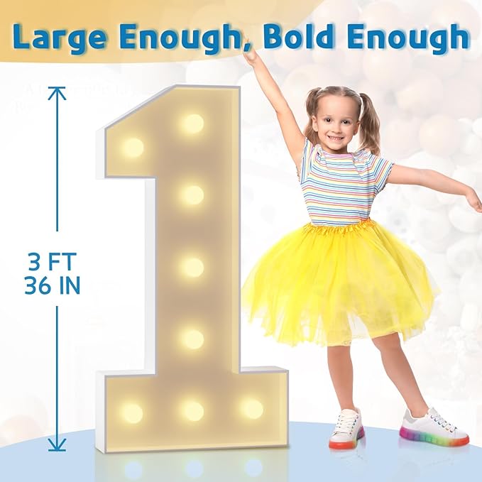 Marquee Numbers 3 Feet Tall Large Light Up Numbers 30th Birthday Decorations Women Men Big Yellow Light Outdoor Anniversary Decorations Balloon Arch Kit Party Backdrop 30