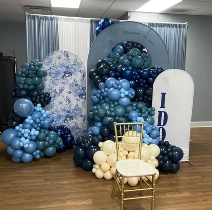 Something Blue Before I Do Arch Backdrop Cover Wedding Bridal Shower Bride to be Toile Party Arch Fabric Cover Blue Bloom Floral Baby Shower Decors (4X7.2ft,3853)