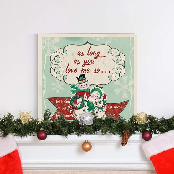 Renditions Gallery Let it Snow Couple Wall Art, Christmas & Winter Artwork, Cute Pair of Snowmen Holiday Decor, Premium Gallery Wrapped Canvas, Ready to Hang, 16 in H x 16 in W, Made in America