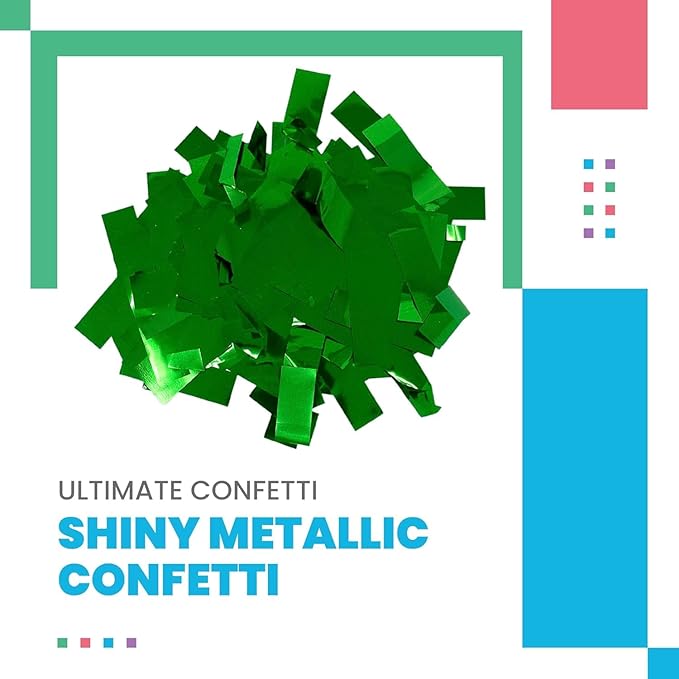 Ultimate Confetti, Rectangular Green Mylar Shiny Foil Metallic Confetti for Cannon and Launcher use - Gender Reveal Confetti for Wedding, Parties, Mother’s Day and Live Events - 30 lb, 480 oz