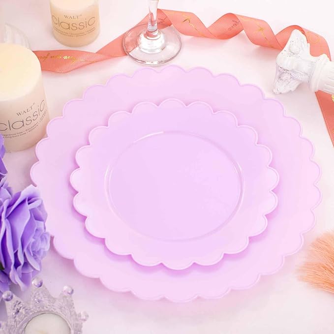 supernal 100pcs Purple Plastic Plates -Disposable Plastic Plates Heavy Duty -Lavender Purple Party Plate for Party Wedding Include 10.25inch Dinner and 7.5inch Dessert/Salad Plate