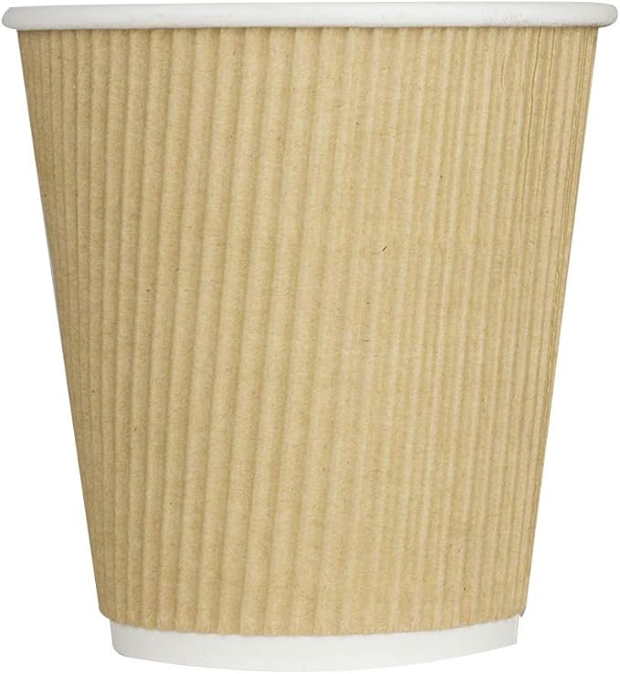Karat 10 oz Ripple Insulated Coffee Cup [500 Count] Disposable Paper Hot Cup, Sturdy and Leak Proof, 90mm, No Lids