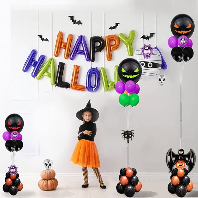 4 Set Balloon Stand Kit, 9 Feet Adjustable Balloon Arch for Floor, Ballon Column Tower with Weights Base and Pole, Metal Backdrop Stands for Parties, NO Need Helium Tank for Balloons