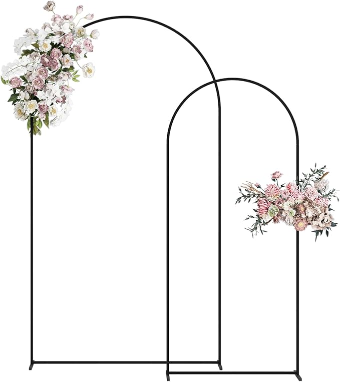 Wedding Arch, Metal Arch Backdrop Stand, Balloon Arch Stand Wedding Frame for Ceremony Decoration (Black, 7.2FT, 6FT Arch Backdrop)