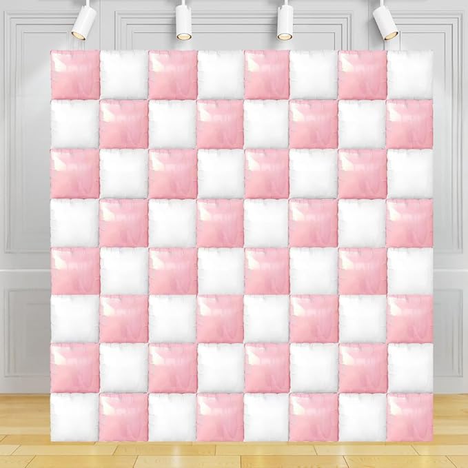 Black and Gold Foil Balloon Wall (64 Pack) | 8 Foot by 8 Foot Balloon Wall | Weddings, Birthdays, Showers, Parties, and Events (Matte Pink and White)