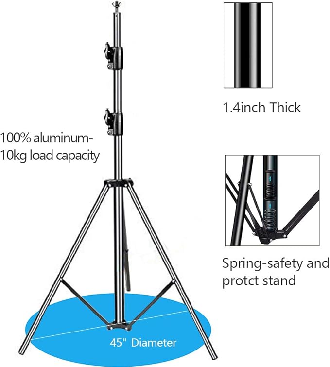 SLOW DOLPHIN Photo Video Studio 12ft (W) x 10ft (H) Heavy Duty Adjustable Photography Backdrop Stand Background Support System Kit with Carry Bag