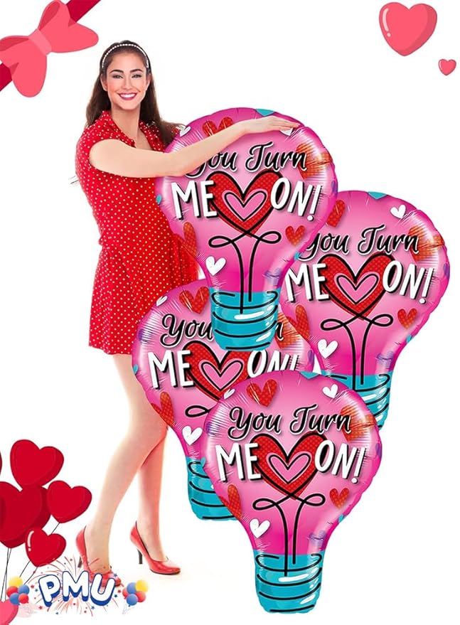PMU Valentine's Day "You Turn Me On" 36in Mylar-Foil Balloon (25/pkg) Pkg/1