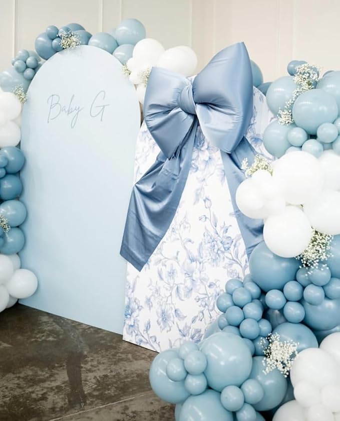 Something Blue Before I Do Arch Backdrop Cover Wedding Bridal Shower Bride to be Toile Party Arch Fabric Cover Blue Bloom Floral Baby Shower Decors (2.6X6ft,4287)