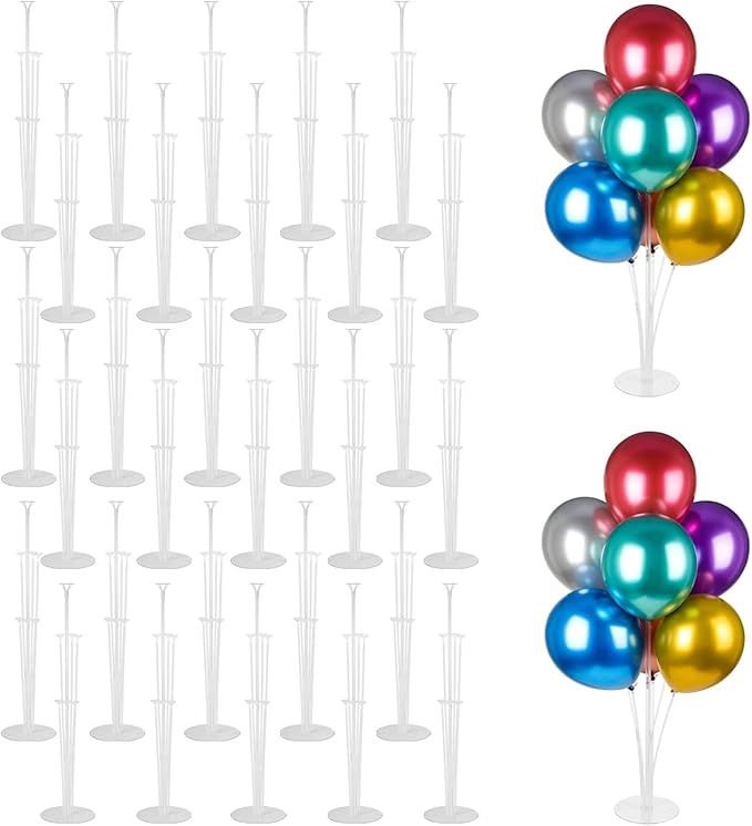 30 Sets Balloon Stand Kits, Balloon Sticks Holder with Base for Table Graduation Birthday Baby Shower Gender Reveal Party Decorations