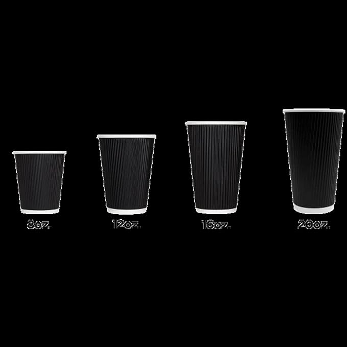 Karat C-KRC520B 20 oz Ripple Paper Hot Cups - Black (Case of 500)