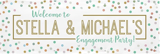 Let's Make Memories Personalized Banner - Birthday, Wedding, Engagement, Work Event Celebration Banner - Custom Party Decorations - Indoor/Outdoor Vinyl - Confetti - Pastel - 10ft